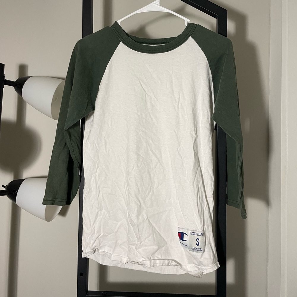 Champion Forest Green and White Long Sleeve Tee